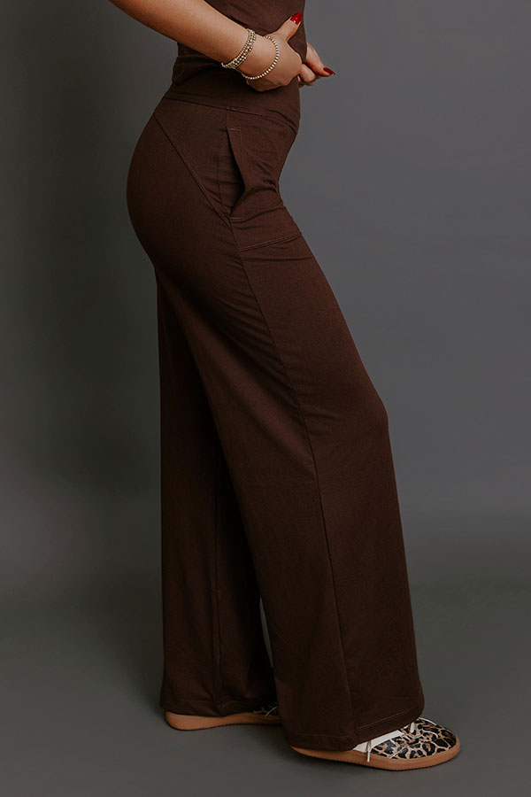 Elite Comfort High Waist Buttery Soft Wide Leg Pants in Chestnut Image - 3