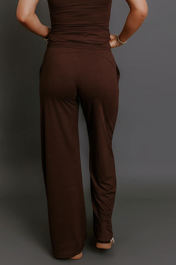 Elite Comfort High Waist Buttery Soft Wide Leg Pants in Chestnut Image - 4