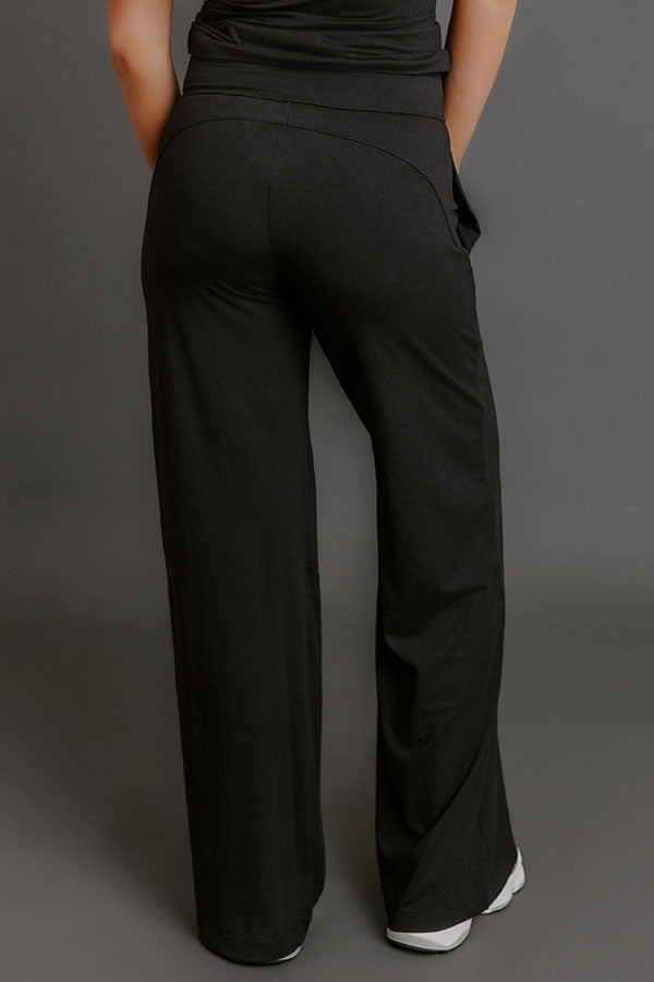 Elite Comfort High Waist Buttery Soft Wide Leg Pants in Black Image - 4