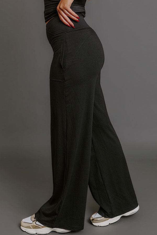 Elite Comfort High Waist Buttery Soft Wide Leg Pants in Black Image - 3
