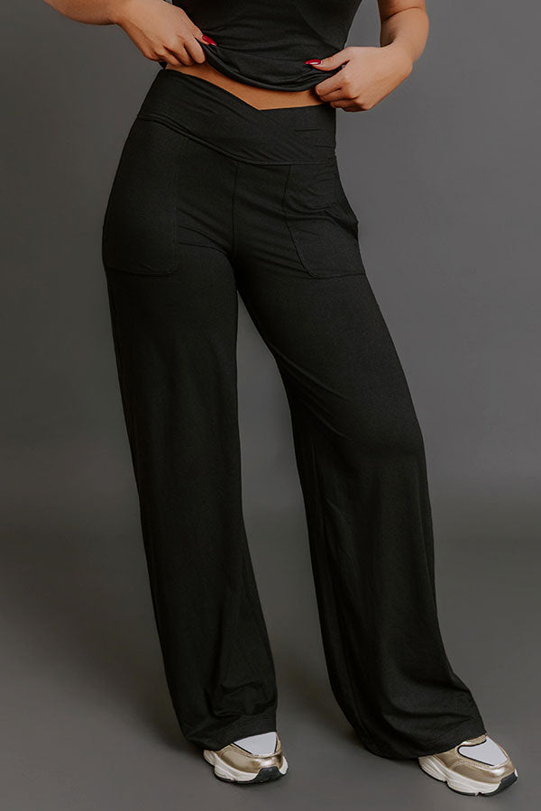 Elite Comfort High Waist Buttery Soft Wide Leg Pants in Black Image - 2