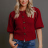 Chic Sweetheart Knit Sweater Top in Crimson Image - 1