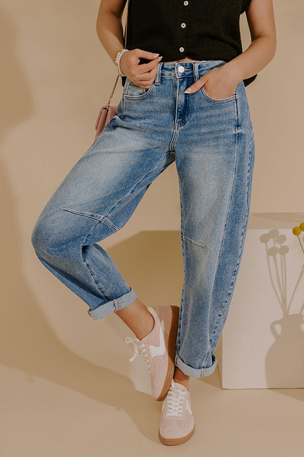 RISEN Scottie High Waist Barrel Leg Cuff Jean Image - 1