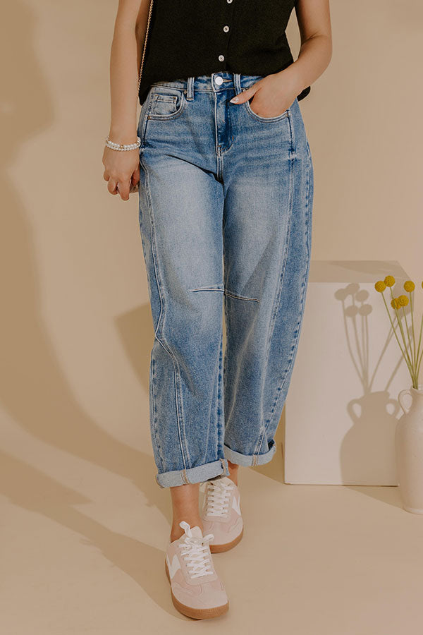 RISEN Scottie High Waist Barrel Leg Cuff Jean Image - 2
