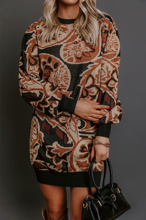 City Knit Affair Floral Mini Sweater Dress Image - 4