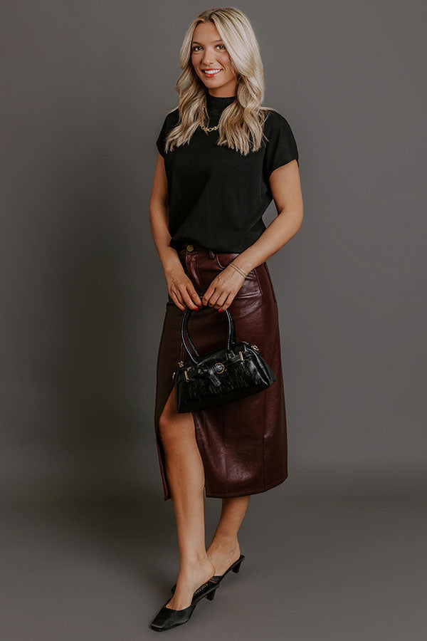 The Eras High Waist Faux Leather Skirt in Windsor Wine Image - 2