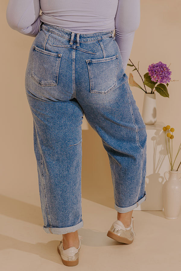 RISEN Scottie High Waist Barrel Leg Cuff Jean Curves Image - 5