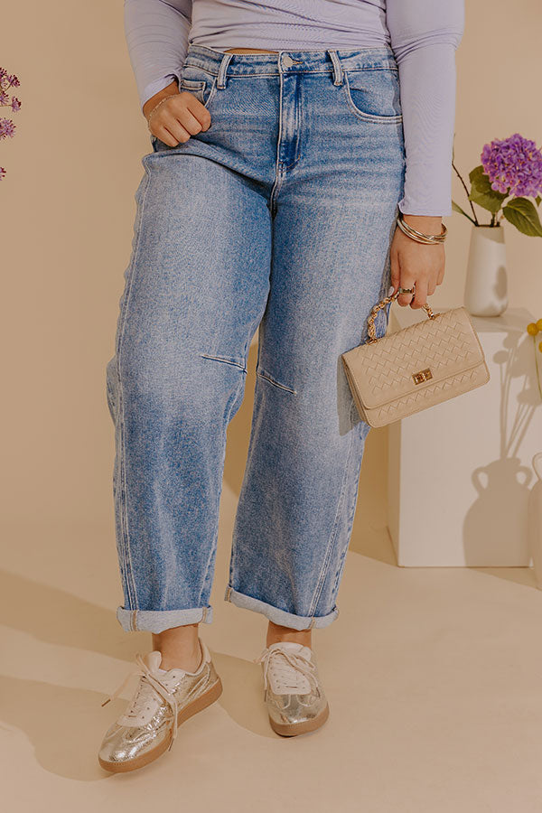 RISEN Scottie High Waist Barrel Leg Cuff Jean Curves Image - 1