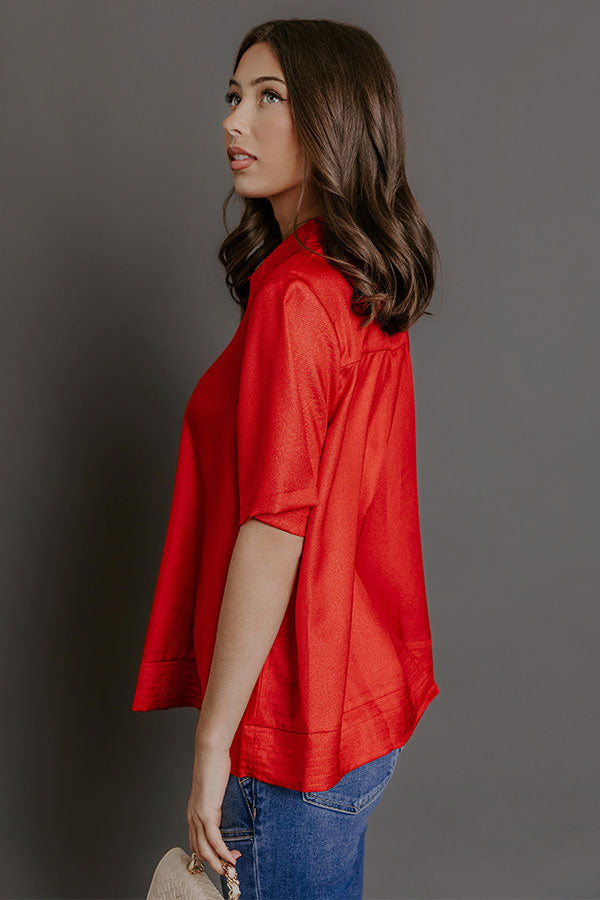 Sip And Shine Button Up Top in Red Image - 3