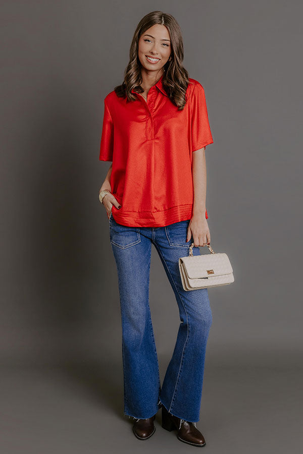 Sip And Shine Button Up Top in Red Image - 2
