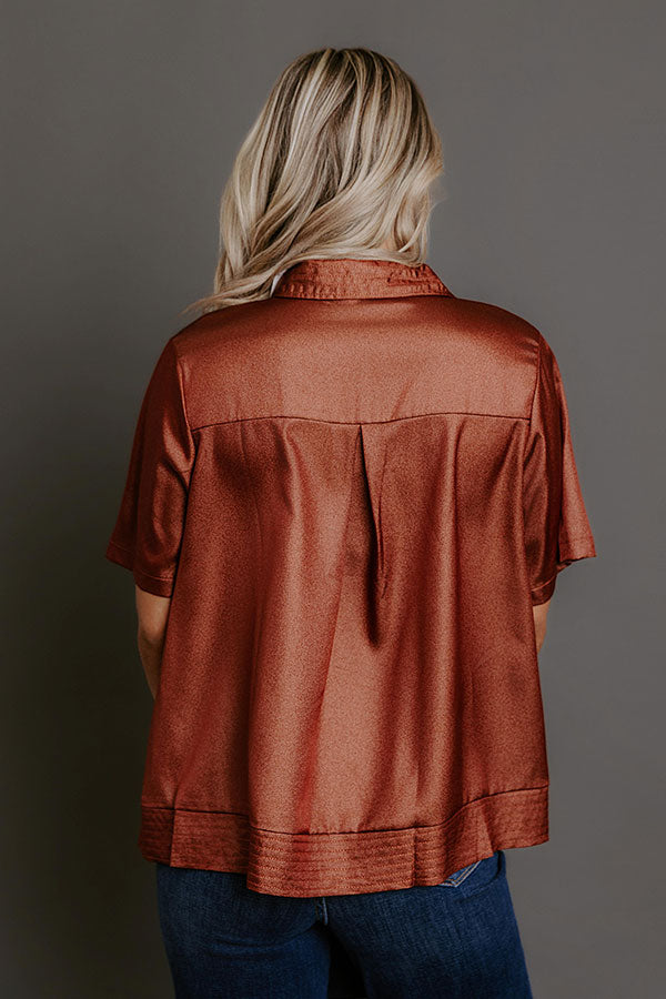 Sip And Shine Button Up Top in Cinnamon Image - 4