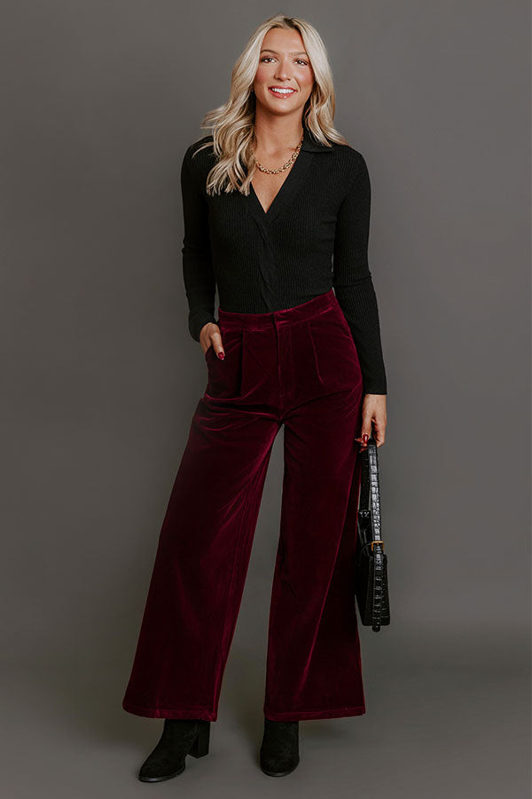 The Stevie High Waist Velvet Wide Leg Pants Image - 2