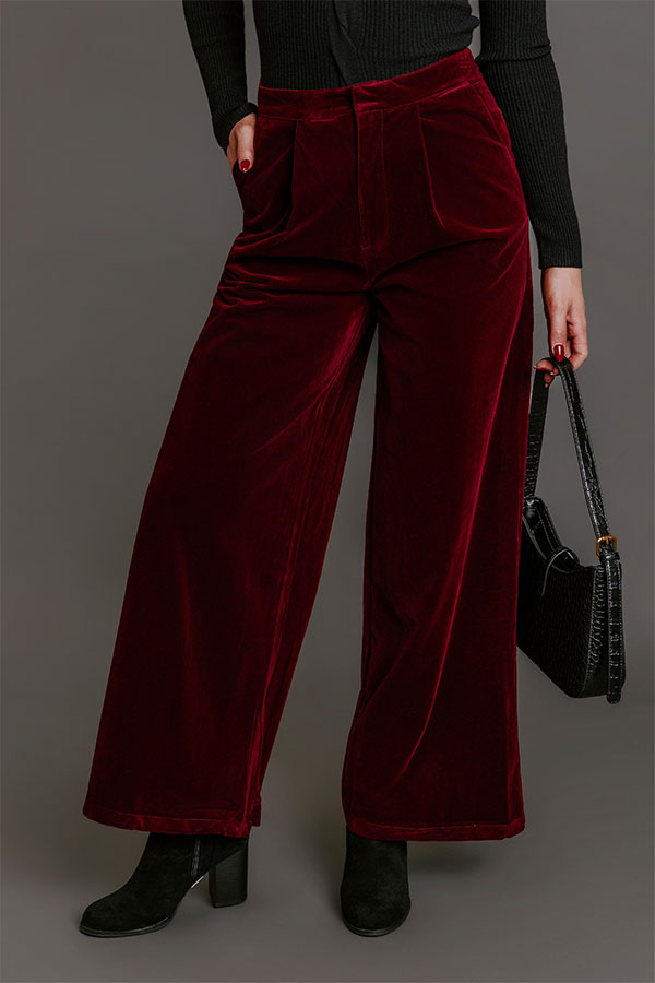 The Stevie High Waist Velvet Wide Leg Pants Image - 1