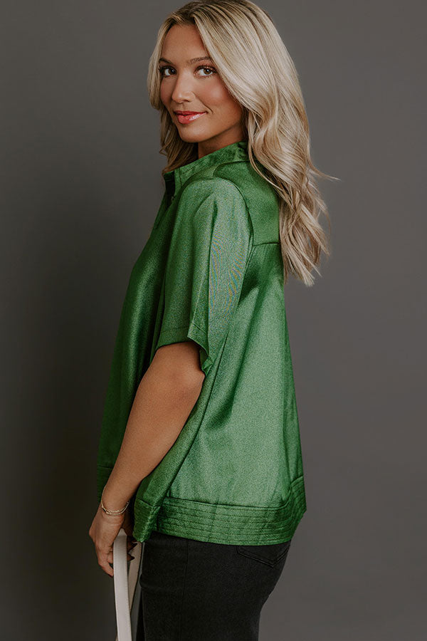 Sip And Shine Button Up Top in Green Image - 3
