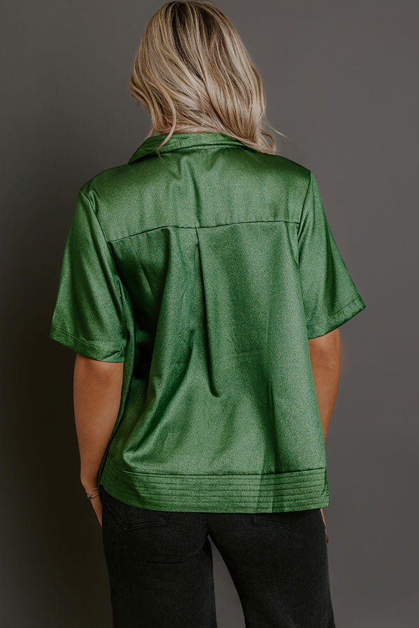 Sip And Shine Button Up Top in Green Image - 4