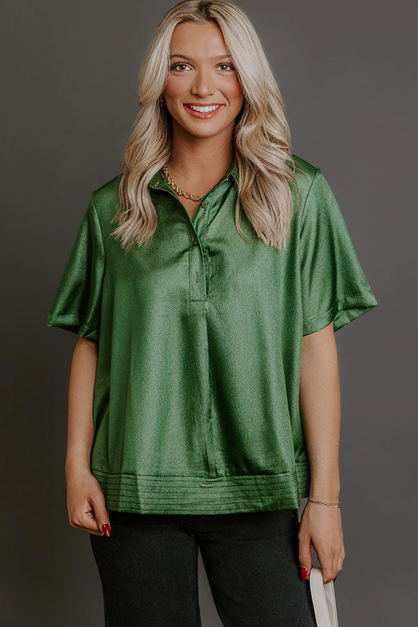 Sip And Shine Button Up Top in Green Image - 1