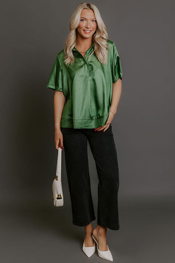 Sip And Shine Button Up Top in Green Image - 2