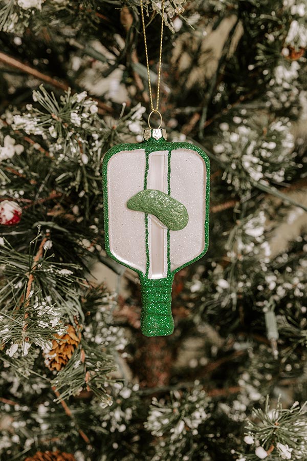 8 Oak Lane Pickleball Glass Ornament Image - 1