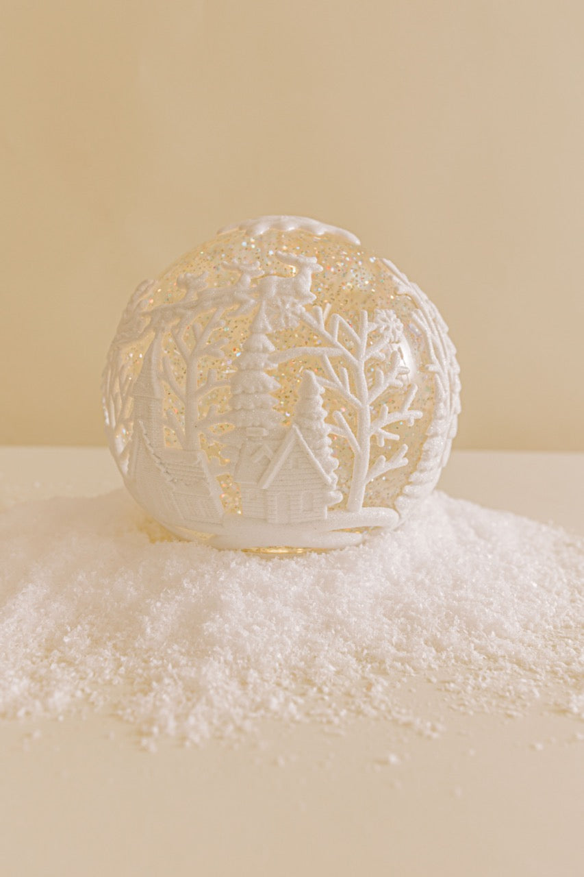 Silent Night Town Scene Lighted Swirling Glitter Embossed Water Globe Image - 1