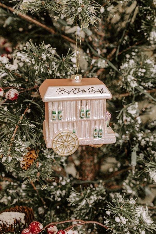 8 Oak Lane Bring On the Bubbly Cart Glass Ornament Image - 1