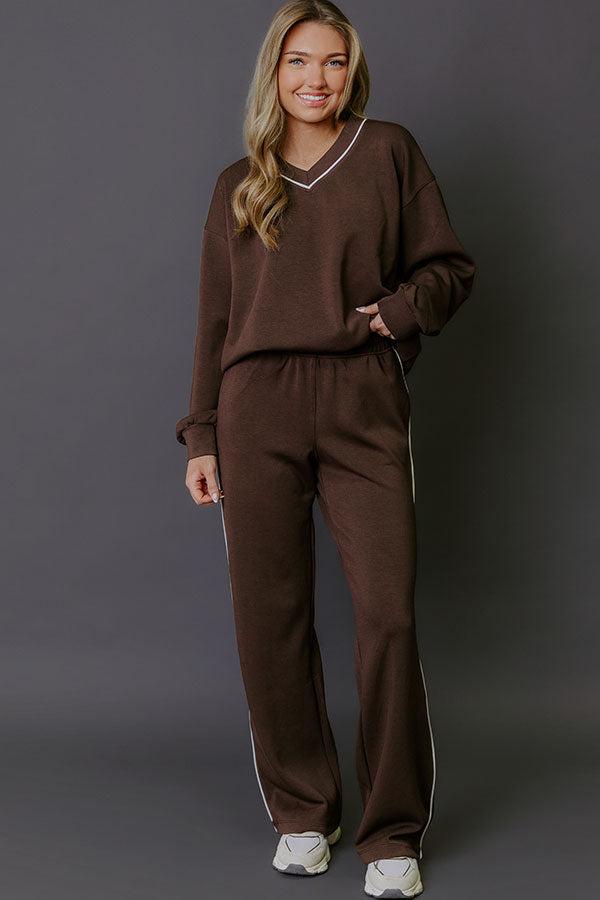 Elite Comfort High Waist Scuba Straight Leg Pants in Chestnut Image - 1