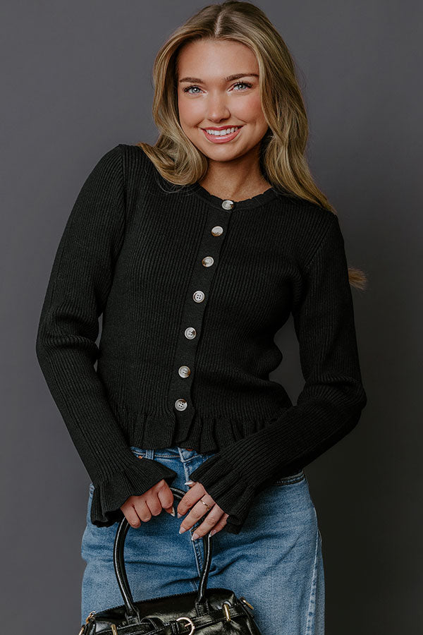 Modern Classic Knit Sweater Top in Black Image - 3