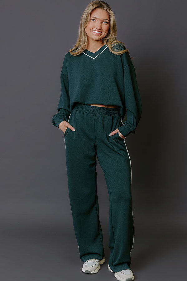 Elite Comfort High Waist Scuba Straight Leg Pants in Forest Image - 1