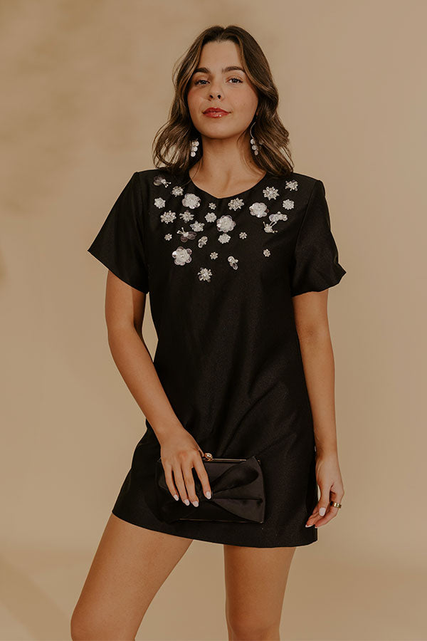 Classic Elegance Embellished Mini Dress in Black Image - 1