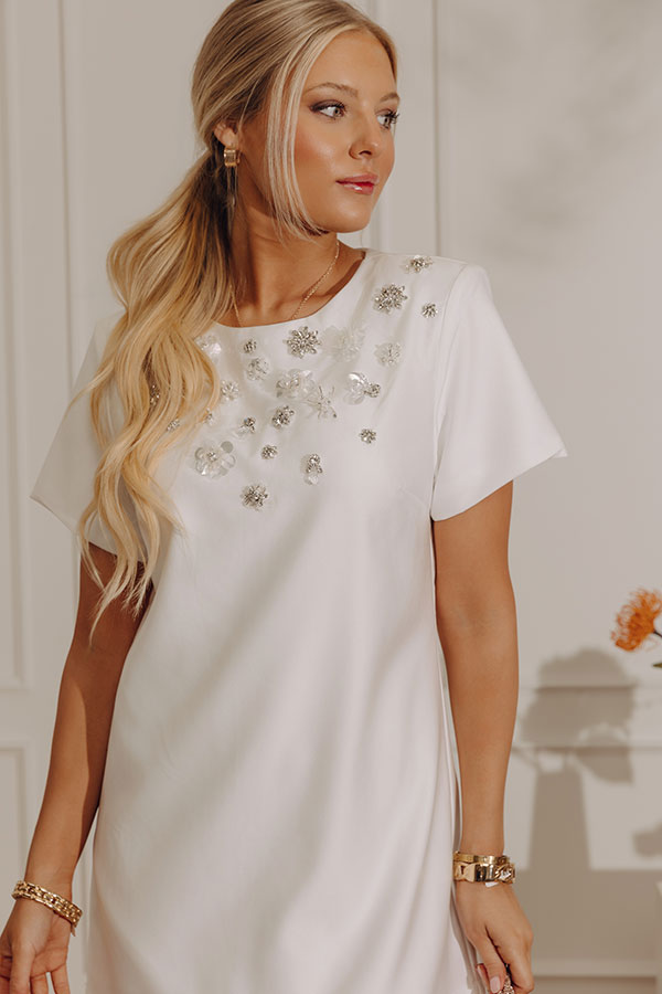 Classic Elegance Embellished Mini Dress in White Image - 5