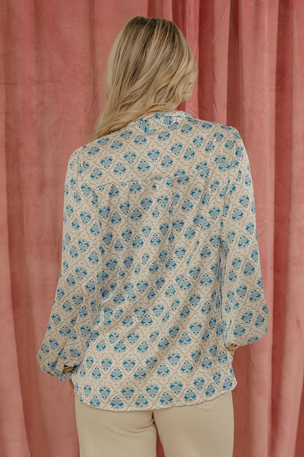 Midtown Chic Satin Button Up Top in Sky Blue Image - 4