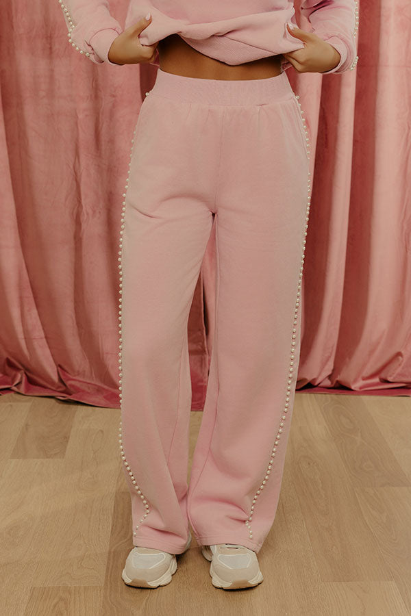 Luxe Lifestyle High Waist Pearl Embellished Pants Image - 1