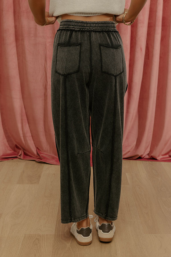 The Callie High Waist Vintage Wash Barrel Leg Pants in Vintage Black Image - 3