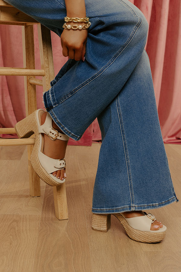 Daddys Money Faux Leather Block Heel in Ivory Image - 1