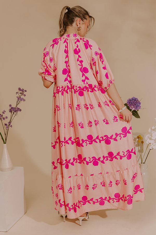 Cherished Moment Floral Midi Dress in Pink Image - 3