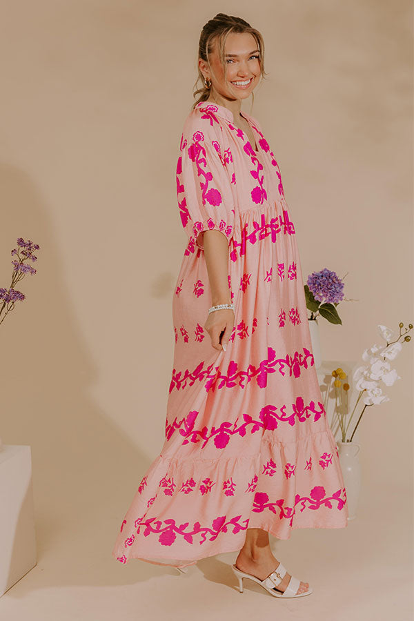 Cherished Moment Floral Midi Dress in Pink Image - 2