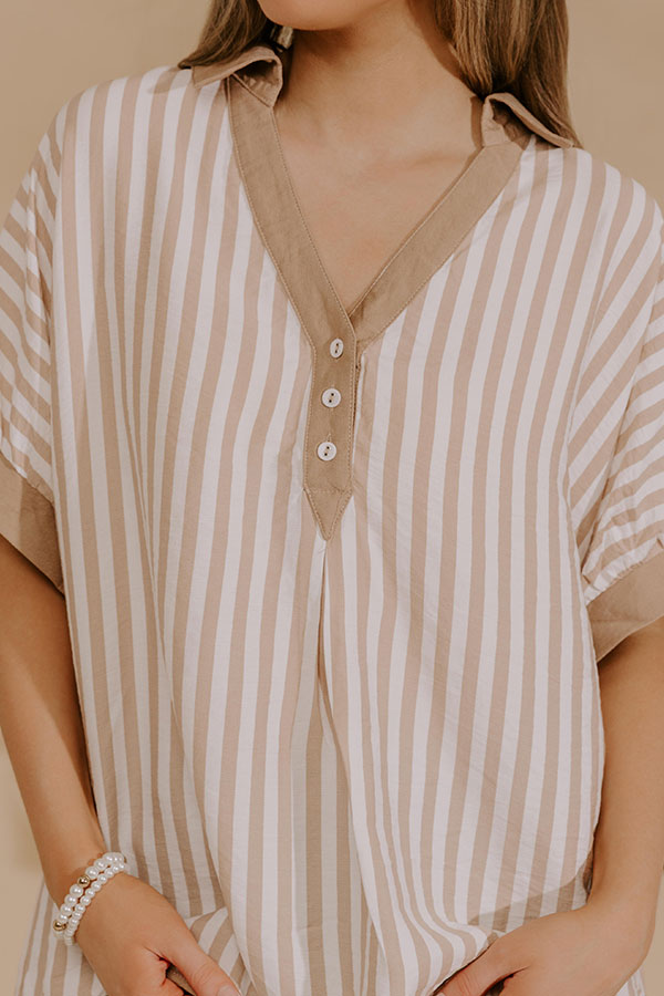 Dockside Chic Stripe Top in Iced Latte Image - 4