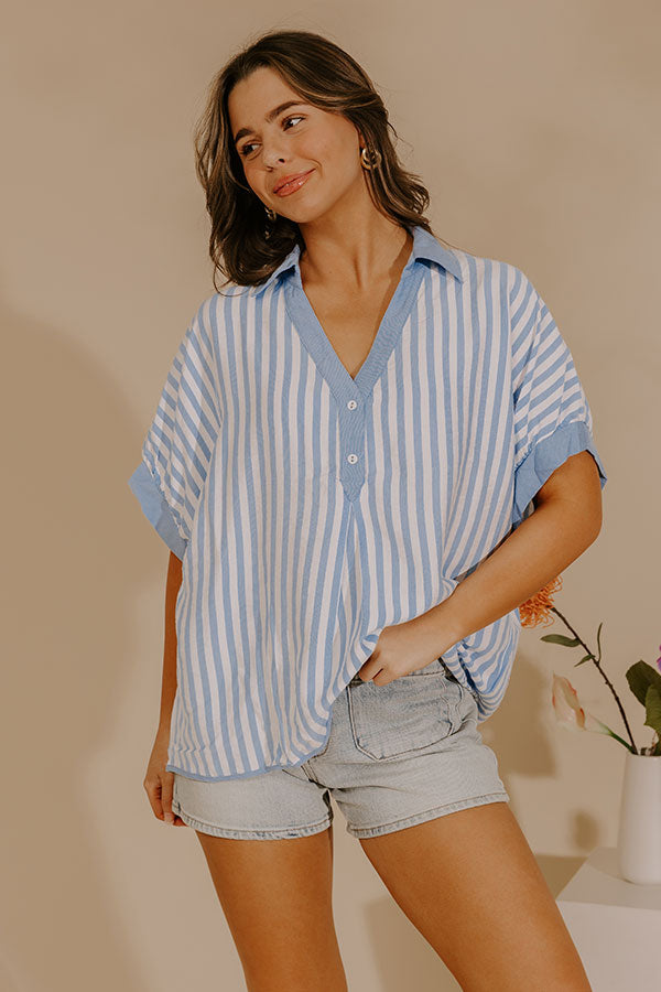 Dockside Chic Stripe Top in Sky Blue Image - 1