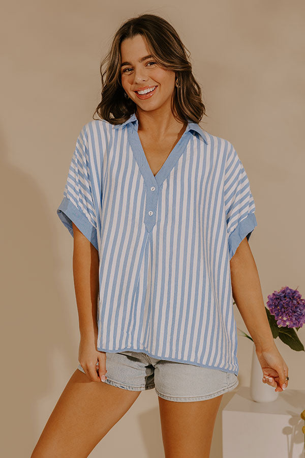 Dockside Chic Stripe Top in Sky Blue Image - 3