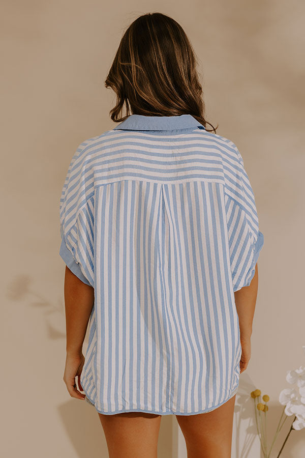 Dockside Chic Stripe Top in Sky Blue Image - 5