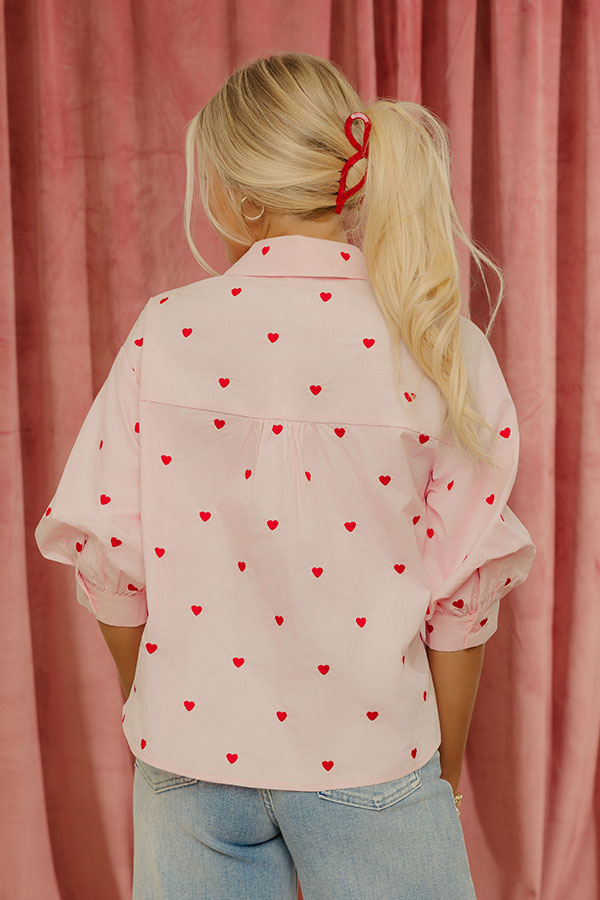 Candy Heart Chic Embroidered Button Up Top Image - 5