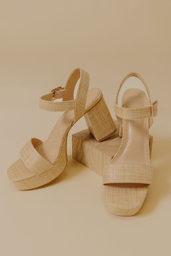 The Julia Raffia Woven Block Heel Image - 2