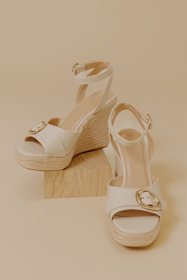 The Clara Faux Leather Espadrille Wedge in Stone Image - 1