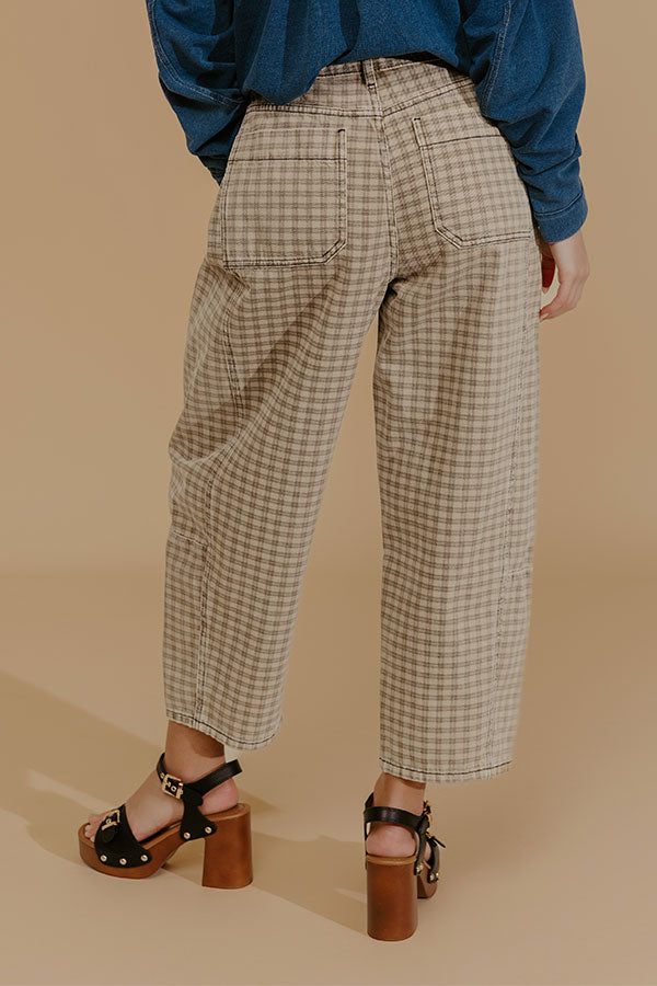 The London High Waist Checkered Barrel Leg Pants Image - 4