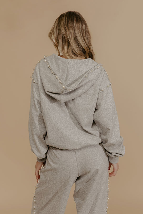 Cloud Nine Pearl Embellished Zip Up Sweater Image - 4