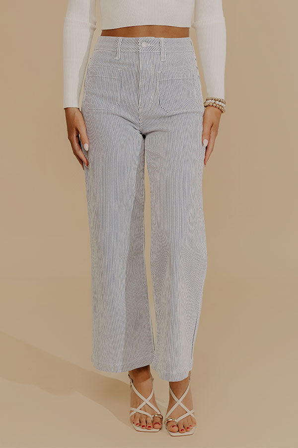 JUST USA Sailor High Waist Wide Leg Stripe Jean Image - 2