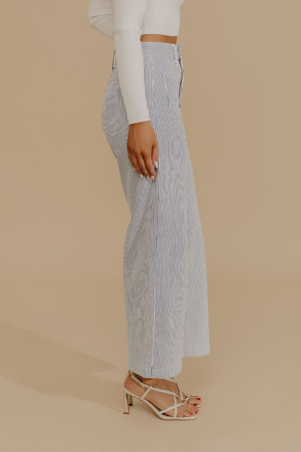 JUST USA Sailor High Waist Wide Leg Stripe Jean Image - 3