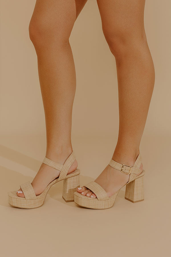 The Macey Raffia Woven Block Heel Image - 3