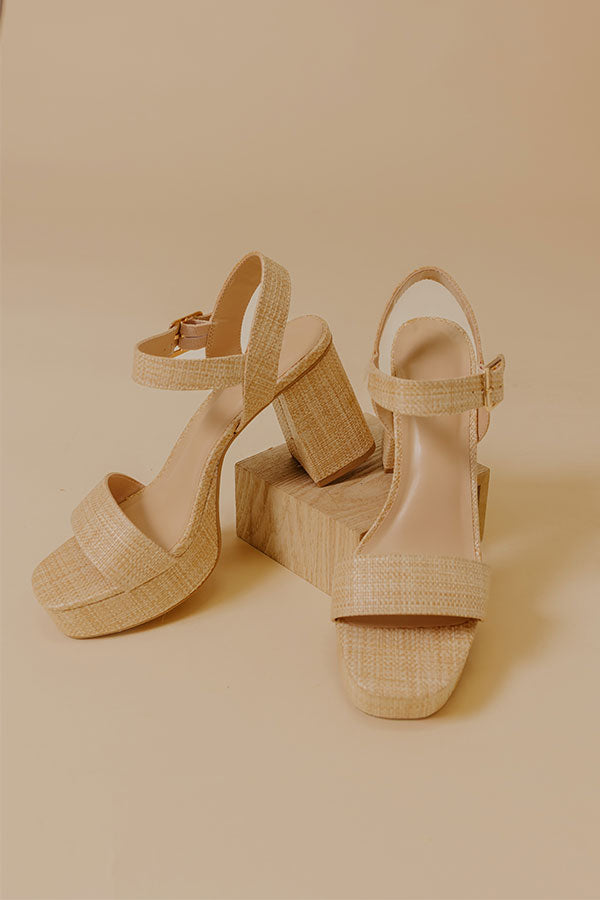 The Macey Raffia Woven Block Heel Image - 4