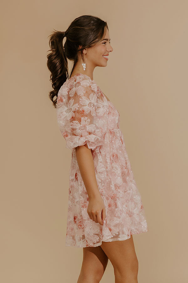 Secret Garden Floral Sequin Mini Dress Image - 4