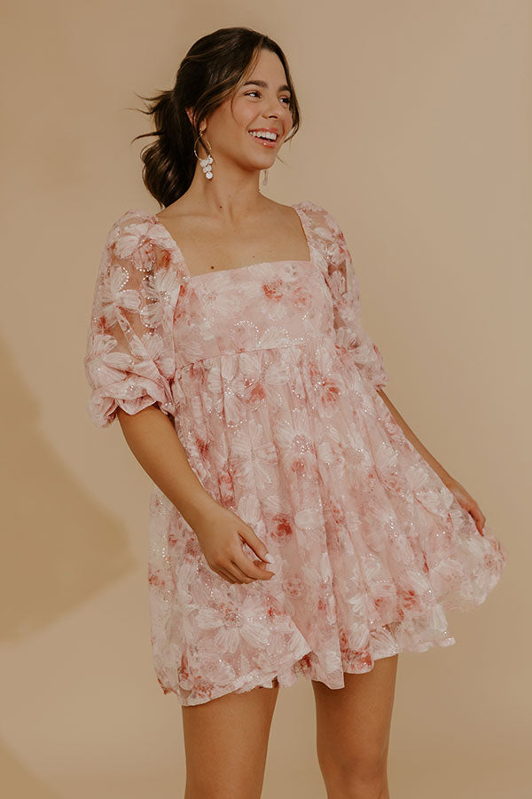 Secret Garden Floral Sequin Mini Dress Image - 3